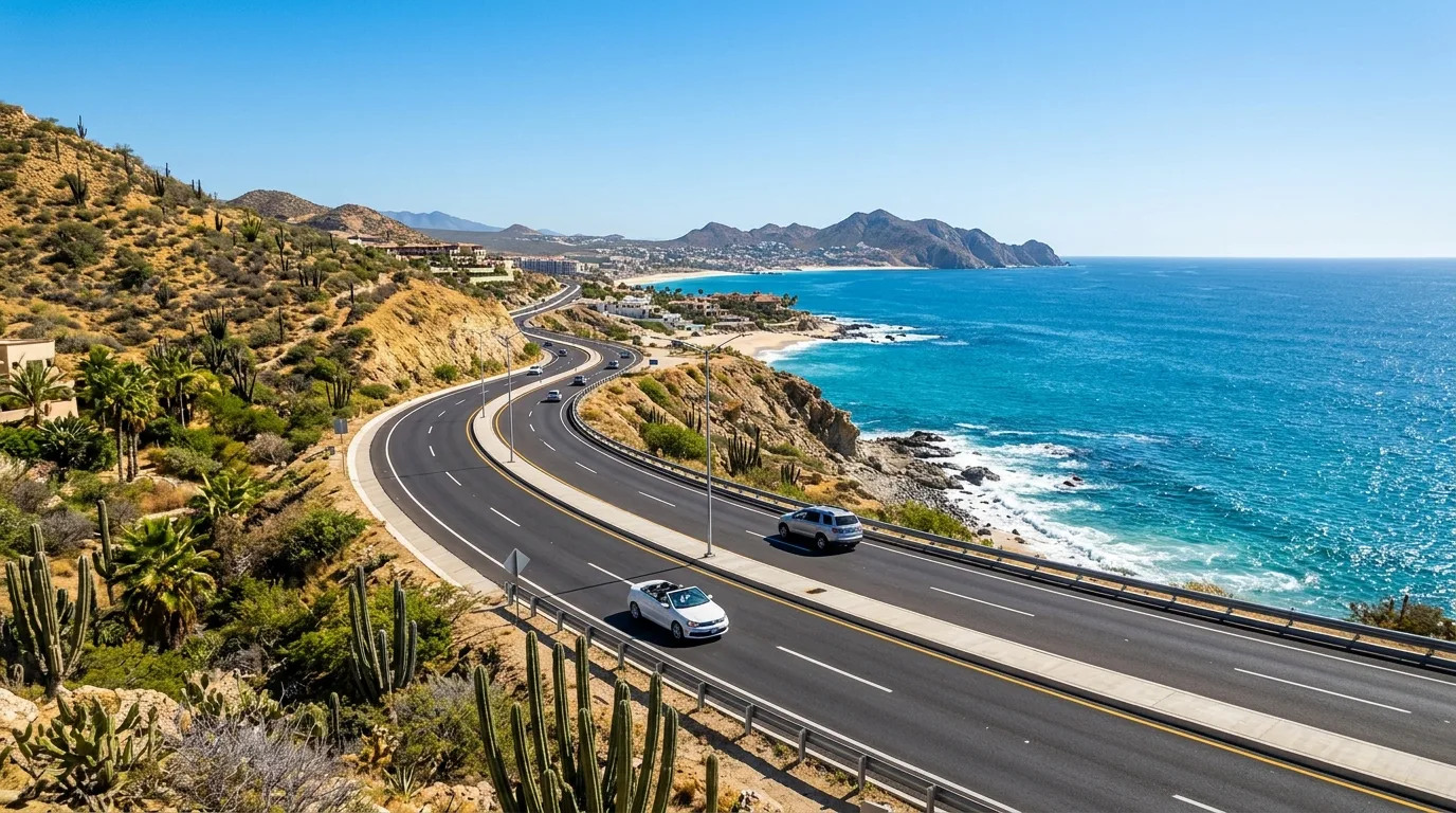Scenic coastal highway along the Tourist Corridor in Los Cabos Mexico