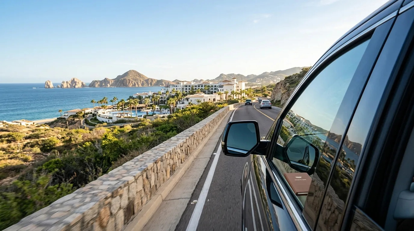 Luxury Cadillac Escalade SUV Interior Comfort Los Cabos Spacious interior seating of a Cadillac Escalade luxury SUV for airport transfers in Los Cabos