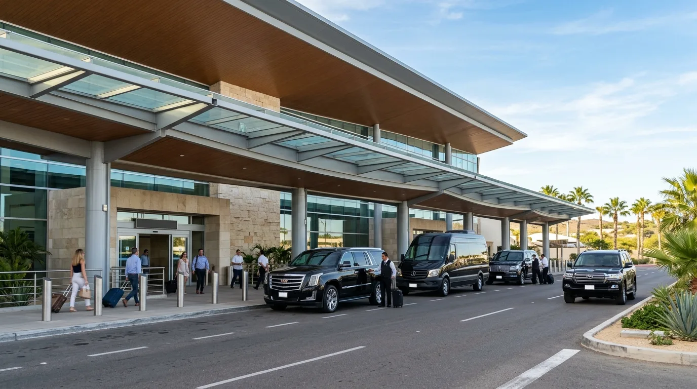 Exterior drop-off terminal area at SJD Los Cabos International Airport