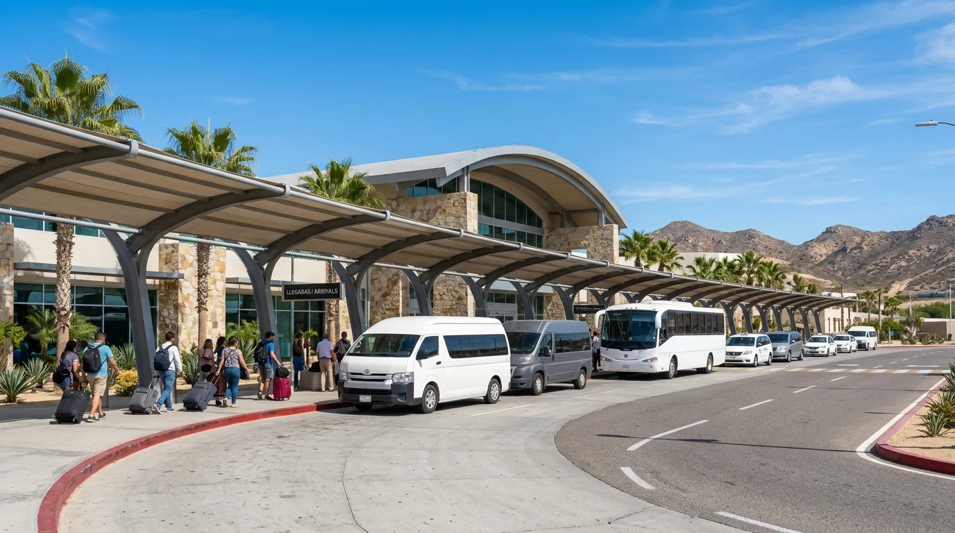 Exterior passenger exit area and transit lane at San José del Cabo International Airport SJD.
